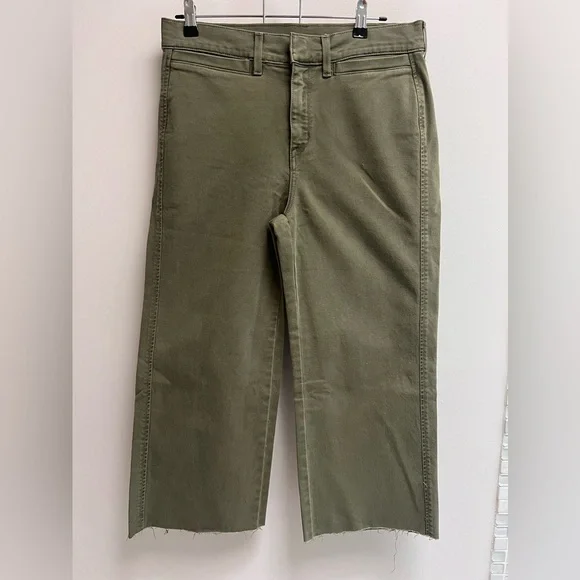 AYR Women’s Khaki Green Straight Wide Leg Cropped Cut Off Pants - Size 29S - Picture 10 of 10